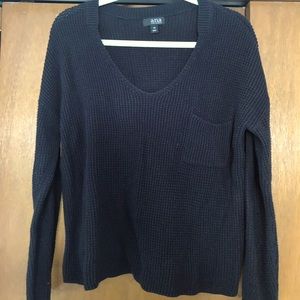 Black waffle knit sweater